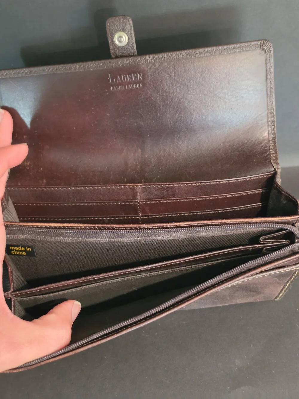 Lauren Ralph Lauren Dark Brown Leather Men's Clutch Wallet